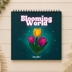 Blooming World - Cardstock Coloring Book (170 GSM Premium Bond, Top Wire-O binding, Black Lines)