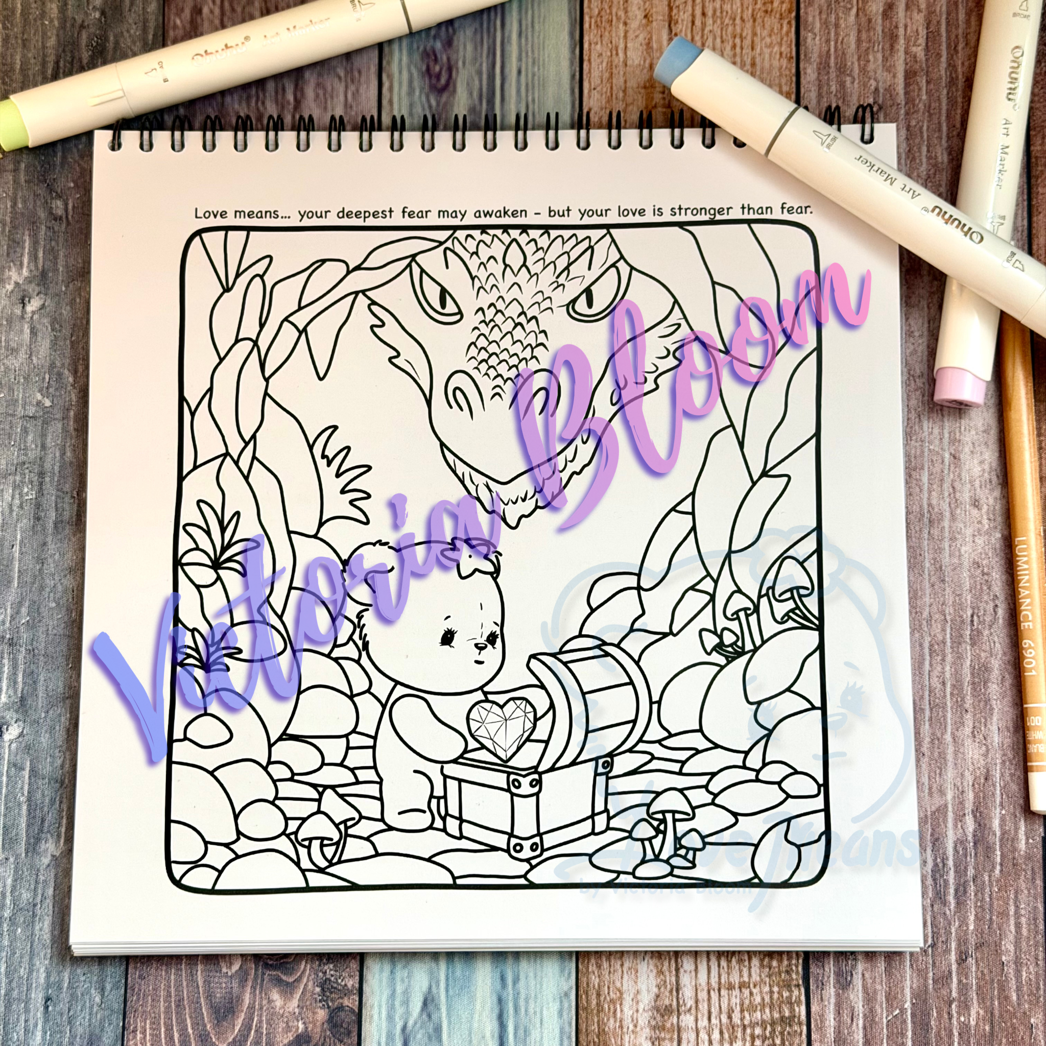 Love Means - Coloring Book - 170 GSM Premium Bond, Top Wire-O binding, Black Lines