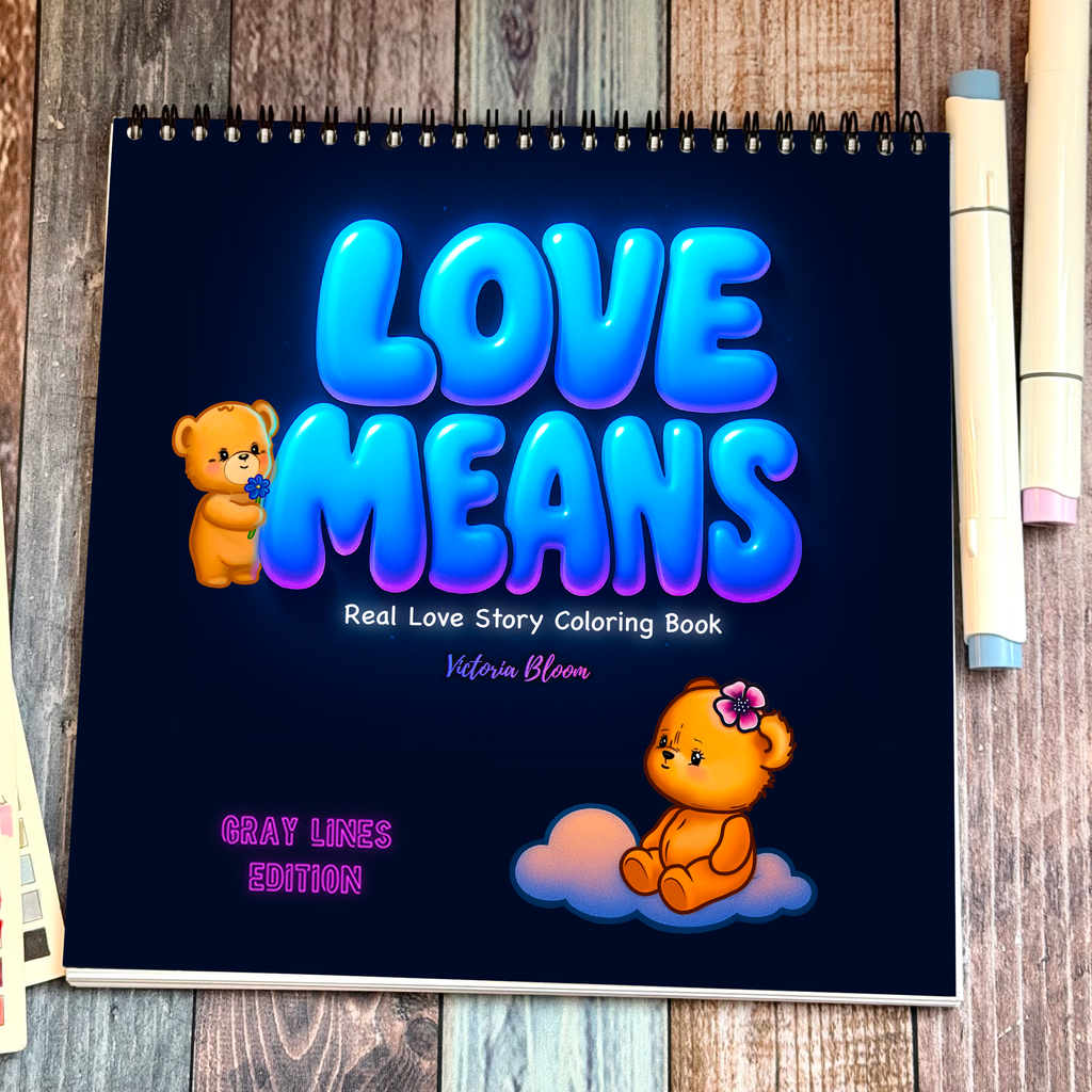 Love Means - Coloring Book - 170 GSM Premium Bond, Top Wire-O binding, Gray Lines