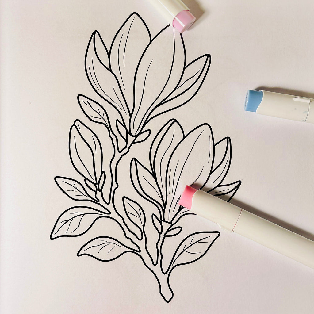 Blooming World - Cardstock Coloring Book (170 GSM Premium Bond, Top Wire-O binding, Black Lines)