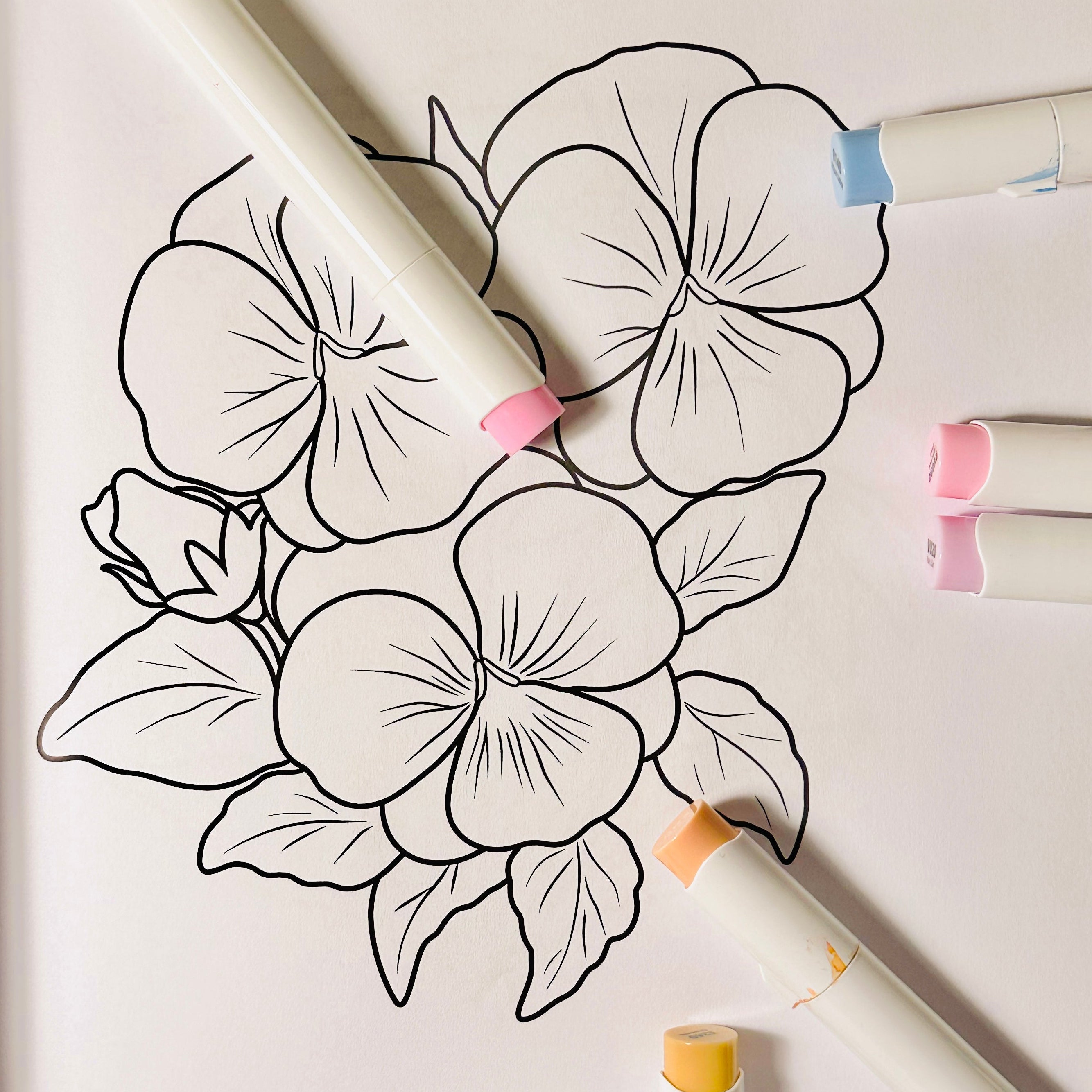Blooming World - Cardstock Coloring Book (170 GSM Premium Bond, Top Wire-O binding, Black Lines)