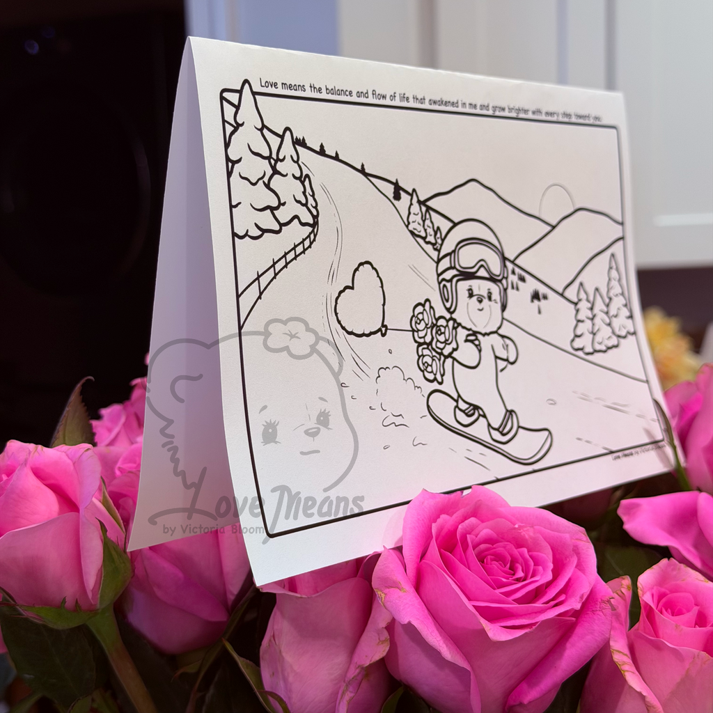 Digital Download - Love Means - Snowboarder Coloring Card