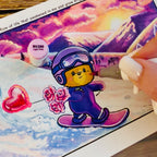 Digital Download - Love Means - Snowboarder Coloring Card