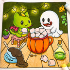 Ghosty Cuties - Cardstock Coloring Book - 170 GSM Premium Bond, Top Wire-O binding, Gray Lines