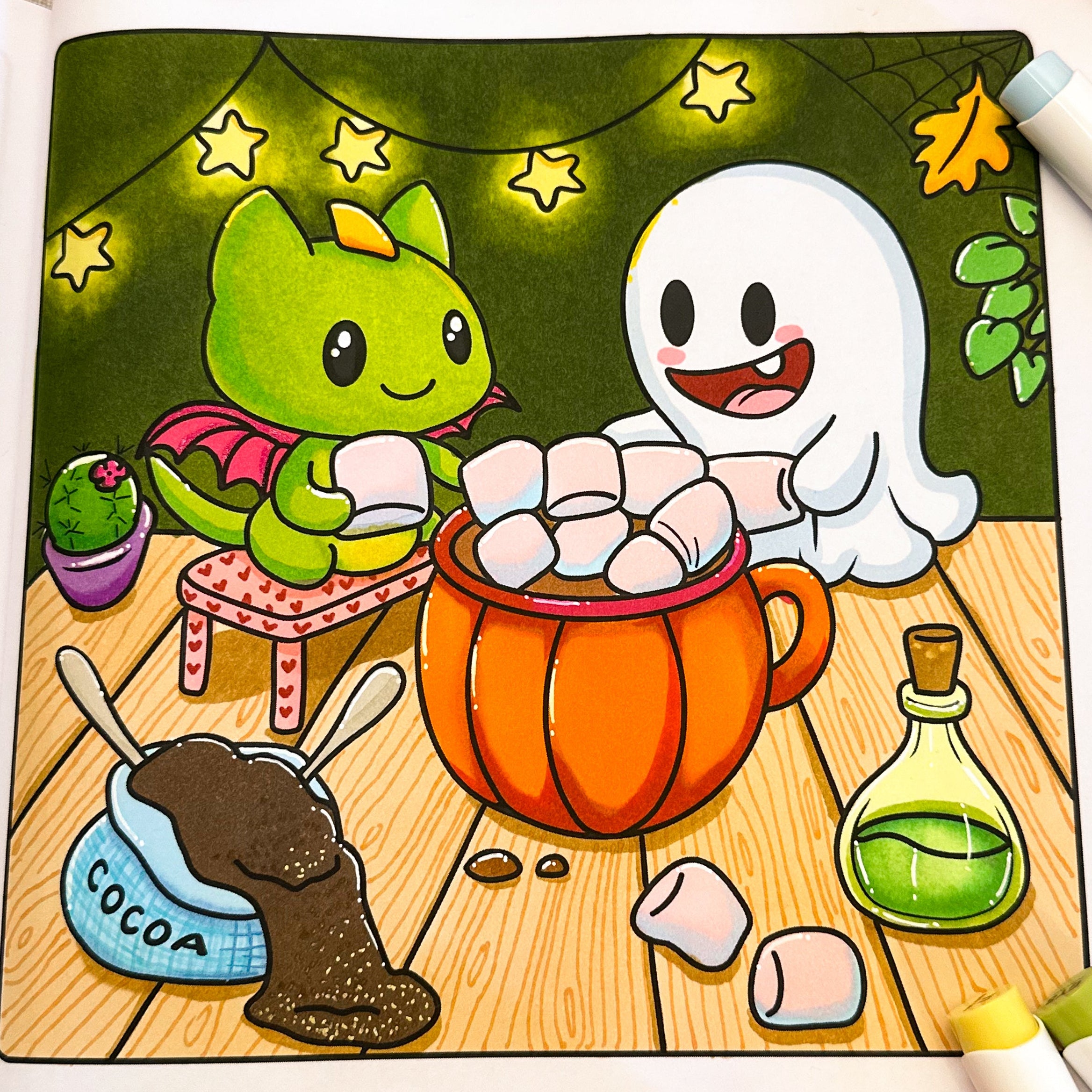 Ghosty Cuties - Cardstock Coloring Book - 170 GSM Premium Bond, Top Wire-O binding, Black Lines