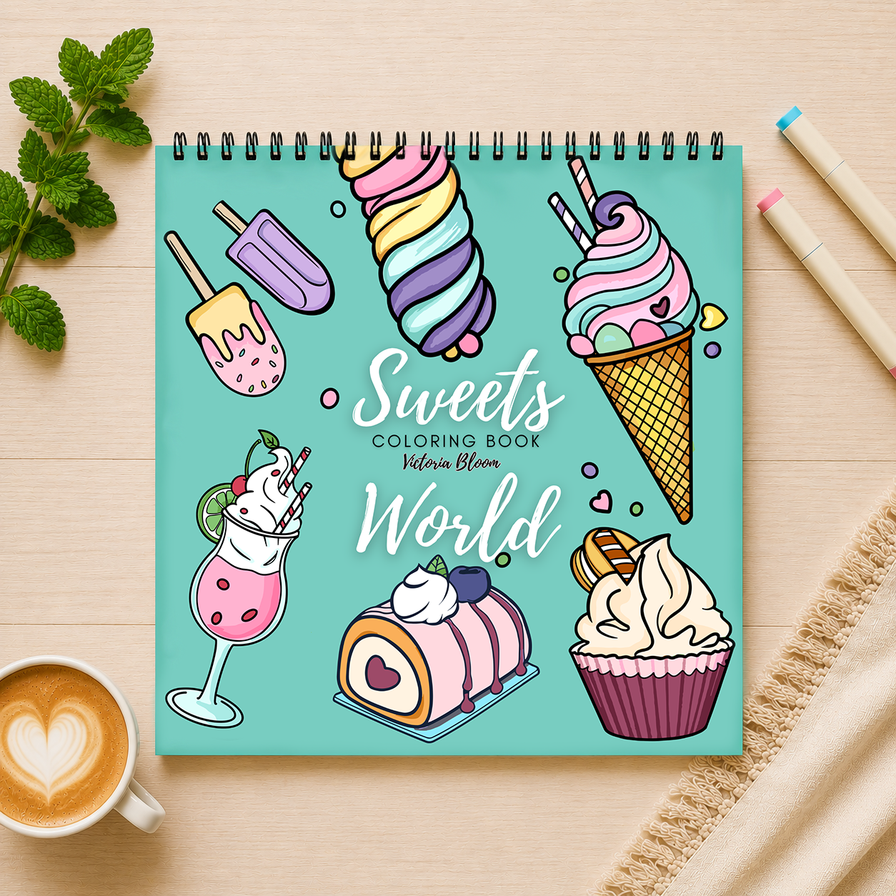 Sweets World - Cardstock Coloring Book (170 GSM Premium Bond, Top Wire-O binding, Black Lines) (Copy)