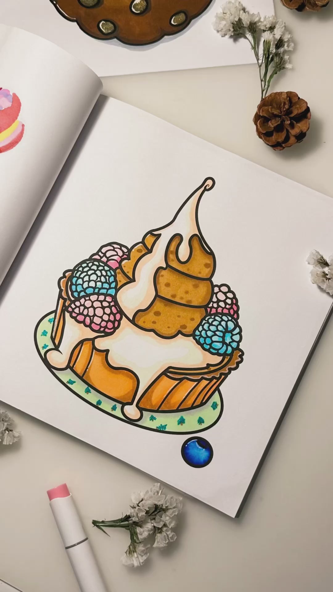 Sweets World - Cardstock Coloring Book (170 GSM Premium Bond, Top Wire-O binding, Black Lines) (Copy)